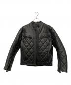 GENUINE LEATHERジェニュインレザー）の古着「ライダースジャケット」｜ブラック