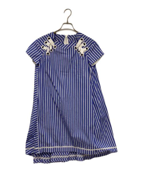 sacai（サカイ）sacai (サカイ) 半袖ワンピース ブルー×ホワイト サイズ:1の古着・服飾アイテム