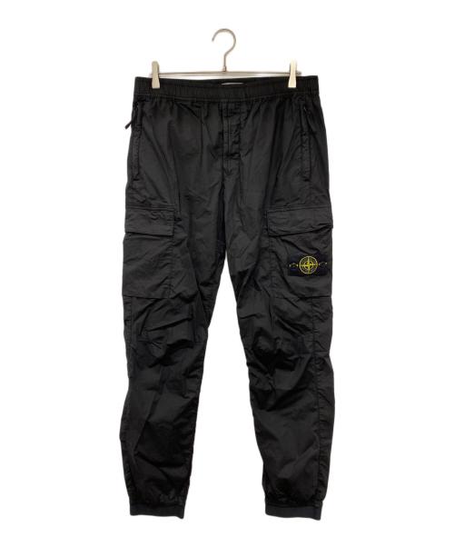 STONE ISLAND（ストーンアイランド）STONE ISLAND (ストーンアイランド) ガーメントダイコットンストレッチシャーリングテーパードリブカーゴパンツ ブラック サイズ:34の古着・服飾アイテム