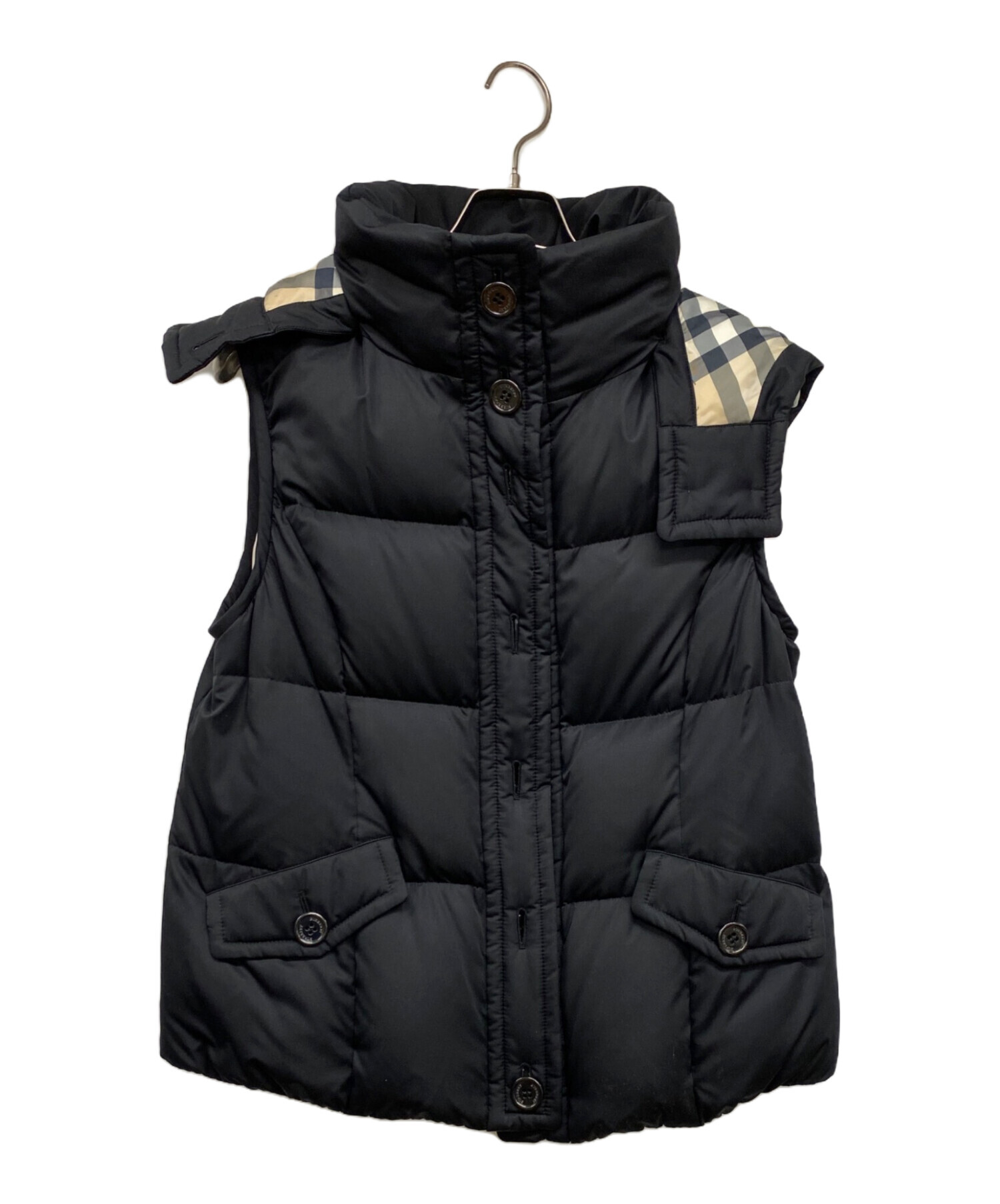 美品✨ バーバリーロンドン ロゴ ダウンベスト ファーフード 160cm BRW BURBERRY*バーバリーロンドン ダウンベスト ジャケット ノバチェック40