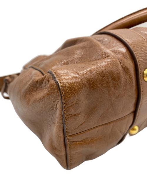 MIU MIU（ミュウミュウ）MIU MIU (ミュウミュウ) レザートートバッグ ブラウンの古着・服飾アイテム