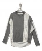 sacaiサカイ）の古着「スウェットドッキングシャツ」｜グレー×ホワイト