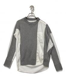 sacai（サカイ）の古着「スウェットドッキングシャツ」｜グレー×ホワイト