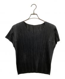 PLEATS PLEASE（プリーツプリーズ）の古着「ノースリーブプリーツカットソー」｜ブラック