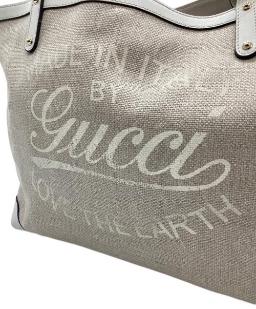 GUCCI（グッチ）GUCCI (グッチ) トートバッグ ブラウン×ホワイトの古着・服飾アイテム