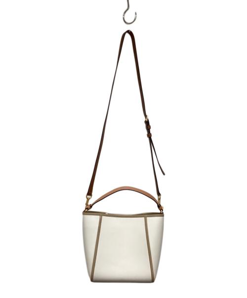 TORY BURCH（トリーバーチ）TORY BURCH (トリーバーチ) スモールバケットバッグ ホワイト×ブラウンの古着・服飾アイテム