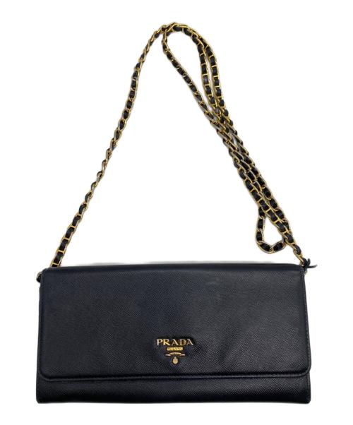 PRADA（プラダ）PRADA (プラダ) PRADA　チェーンショルダーバッグ ブラック×ゴールドの古着・服飾アイテム