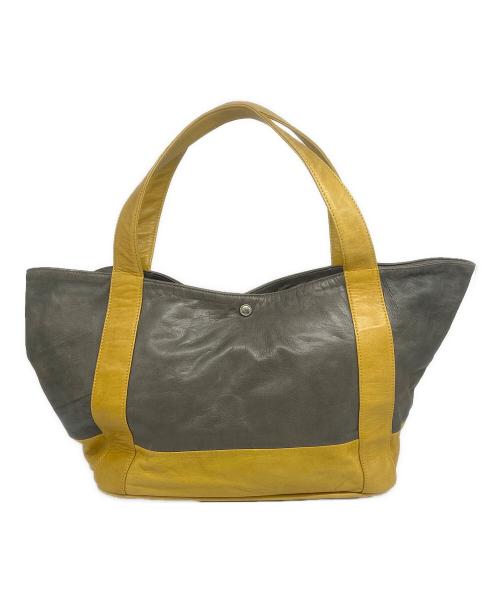 aniary（アニアリ）aniary (アニアリ) レザートートバッグ グレー×マスタードの古着・服飾アイテム
