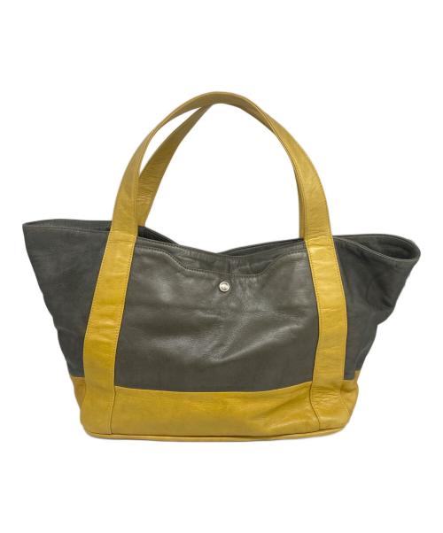aniary（アニアリ）aniary (アニアリ) レザートートバッグ グレー×マスタードの古着・服飾アイテム