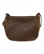 SLOWスロウ）の古着「SLOW　レザーショルダーバッグ」｜カーキ×ブラウン