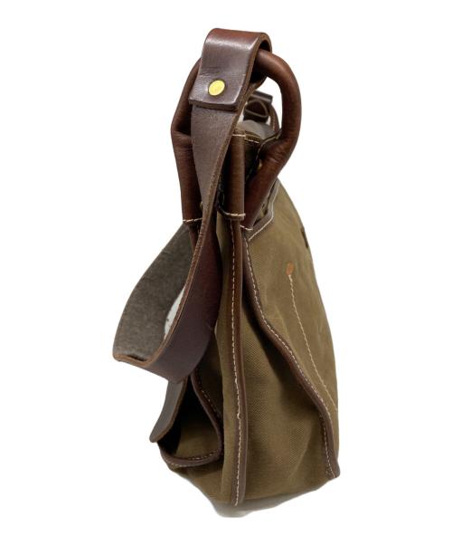 SLOW（スロウ）SLOW (スロウ) SLOW　レザーショルダーバッグ カーキ×ブラウンの古着・服飾アイテム