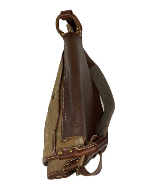 SLOW（スロウ）SLOW (スロウ) SLOW　レザーショルダーバッグ カーキ×ブラウンの古着・服飾アイテム