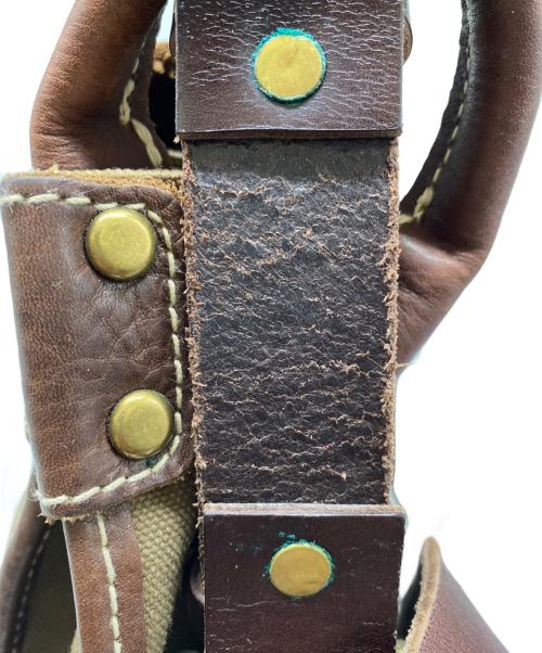 SLOW（スロウ）SLOW (スロウ) SLOW　レザーショルダーバッグ カーキ×ブラウンの古着・服飾アイテム