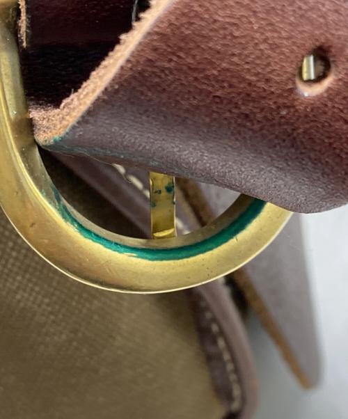 SLOW（スロウ）SLOW (スロウ) SLOW　レザーショルダーバッグ カーキ×ブラウンの古着・服飾アイテム