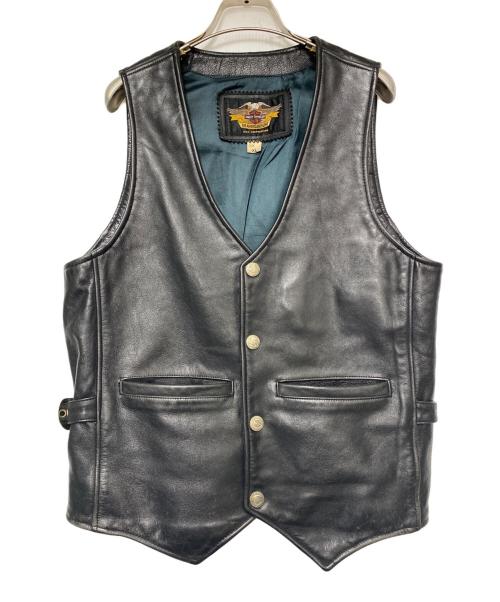 HARLEY-DAVIDSON（ハーレーダビッドソン）HARLEY-DAVIDSON (ハーレーダビッドソン) レザーベスト ブラック サイズ:XLの古着・服飾アイテム