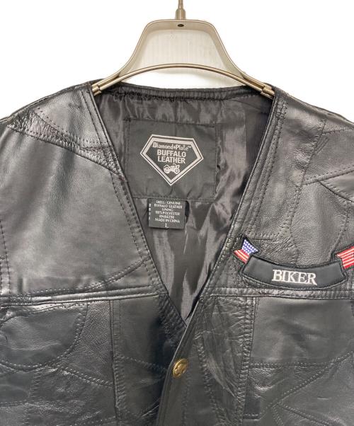 DiamondPlate（ダイアモンドプレート）DiamondPlate (ダイアモンドプレート) レザーベスト ブラック サイズ:Lの古着・服飾アイテム