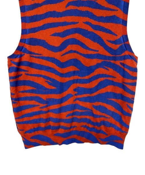 stussy（ステューシー）stussy (ステューシー) ニットベスト オレンジ×ブルー サイズ:Lの古着・服飾アイテム