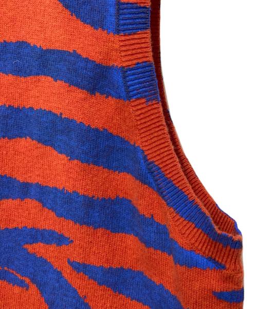 stussy（ステューシー）stussy (ステューシー) ニットベスト オレンジ×ブルー サイズ:Lの古着・服飾アイテム