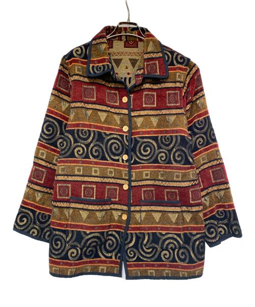 不明（フメイ）不明 (フメイ) ジャケット レッド×ブラウン サイズ:不明の古着・服飾アイテム