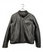 HORN WORKSホーンワークス）の古着「レザーライダースジャケット」｜ブラック