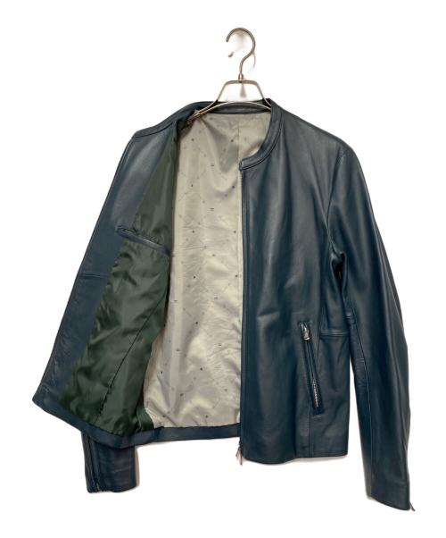 TAKEO KIKUCHI（タケオキクチ）TAKEO KIKUCHI (タケオキクチ) ラムレザージャケット ネイビー サイズ:Mの古着・服飾アイテム