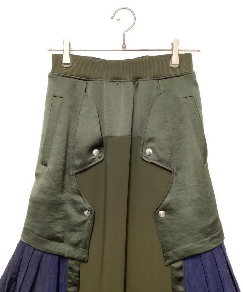 UN3D.（アンスリード）UN3D. (アンスリード) デザインロングスカート オリーブ×ネイビー サイズ:38の古着・服飾アイテム