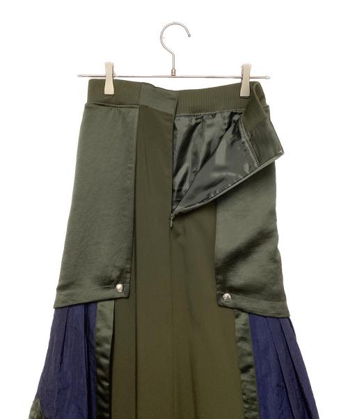 UN3D.（アンスリード）UN3D. (アンスリード) デザインロングスカート オリーブ×ネイビー サイズ:38の古着・服飾アイテム