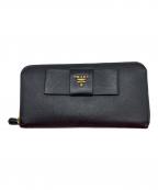 PRADAプラダ）の古着「ラウンドファスナー長財布」｜ブラック