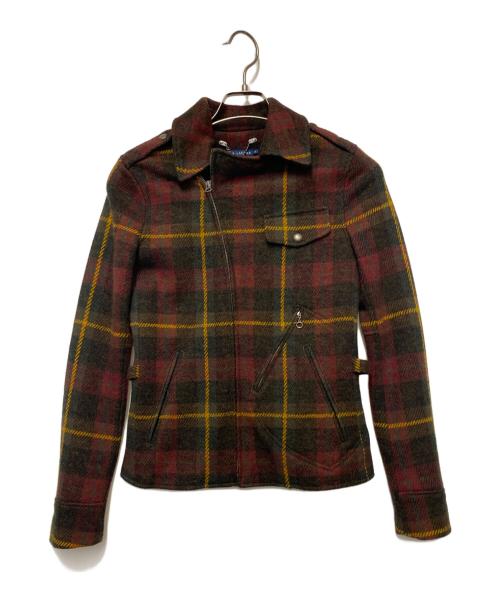 RALPH LAUREN（ラルフローレン）RALPH LAUREN (ラルフローレン) ウールライダースジャケット レッド×ブラウン サイズ:Mの古着・服飾アイテム