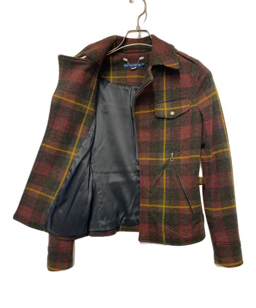 RALPH LAUREN（ラルフローレン）RALPH LAUREN (ラルフローレン) ウールライダースジャケット レッド×ブラウン サイズ:Mの古着・服飾アイテム