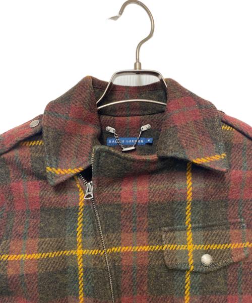 RALPH LAUREN（ラルフローレン）RALPH LAUREN (ラルフローレン) ウールライダースジャケット レッド×ブラウン サイズ:Mの古着・服飾アイテム