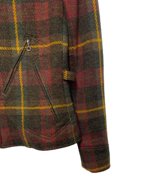 RALPH LAUREN（ラルフローレン）RALPH LAUREN (ラルフローレン) ウールライダースジャケット レッド×ブラウン サイズ:Mの古着・服飾アイテム