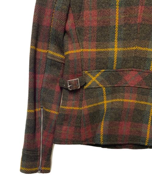 RALPH LAUREN（ラルフローレン）RALPH LAUREN (ラルフローレン) ウールライダースジャケット レッド×ブラウン サイズ:Mの古着・服飾アイテム