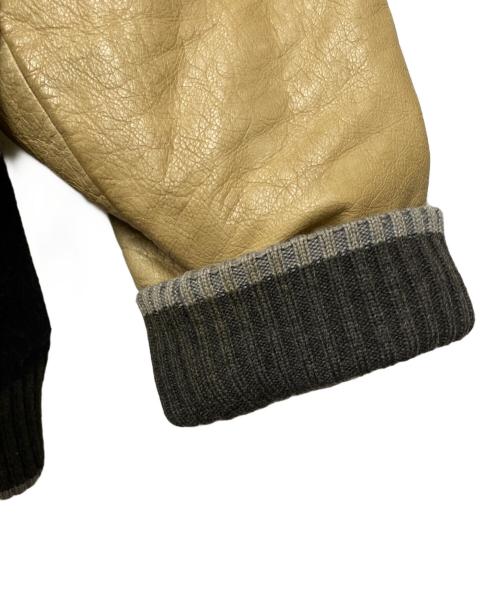 CASTELBAJAC（カステルバジャック）CASTELBAJAC (カステルバジャック) レザーブルゾン ベージュ×ブラック サイズ:4の古着・服飾アイテム