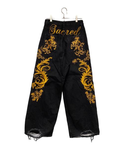 Jaded London（ジェイデッドロンドン）Jaded London (ジェイデッドロンドン) デニムパンツ ブラック×ゴールド サイズ:28の古着・服飾アイテム