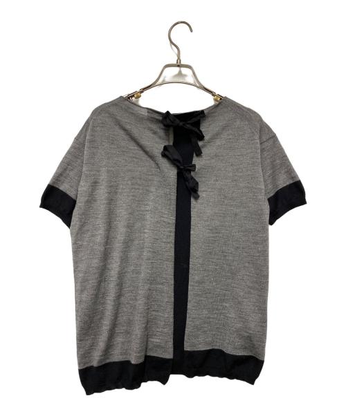 PRADA（プラダ）PRADA (プラダ) 半袖ニット グレー×ブラック サイズ:40の古着・服飾アイテム