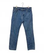 mnmlミニマル）の古着「チェッカーストレートデニム」｜インディゴ