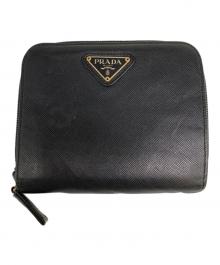 PRADA（プラダ）の古着「2つ折り財布」｜ブラック