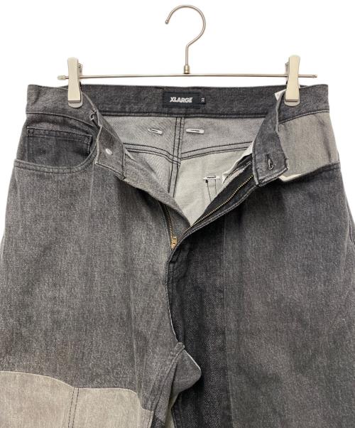 X-LARGE（エクストララージ）X-LARGE (エクストララージ) パッチワークデニムパンツ ブラック サイズ:81㎝の古着・服飾アイテム