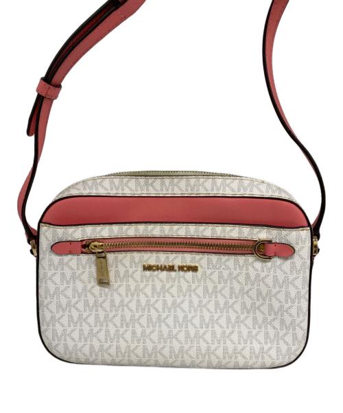 MICHAEL KORS（マイケル・コース）MICHAEL KORS (マイケル・コース) ショルダーバッグ ホワイト×ピンクの古着・服飾アイテム
