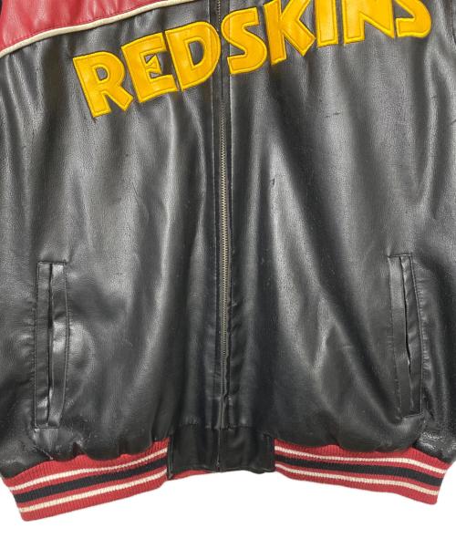 NFL（エヌエフエル）NFL (エヌエフエル) レザージャケット ブラック×レッド サイズ:2XLの古着・服飾アイテム