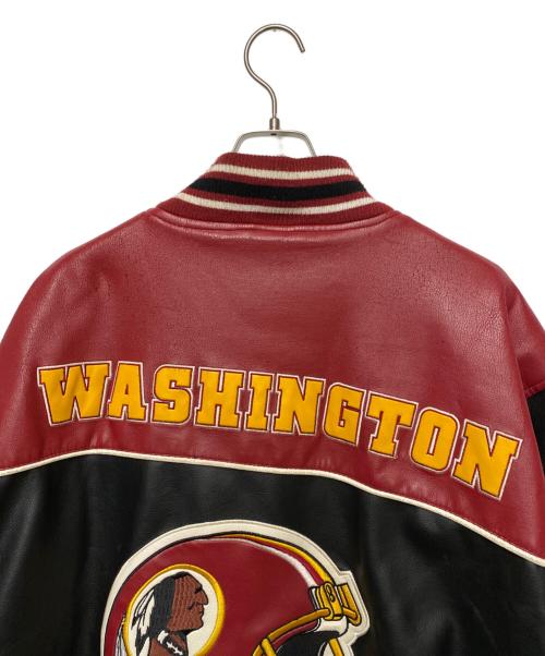 NFL（エヌエフエル）NFL (エヌエフエル) レザージャケット ブラック×レッド サイズ:2XLの古着・服飾アイテム