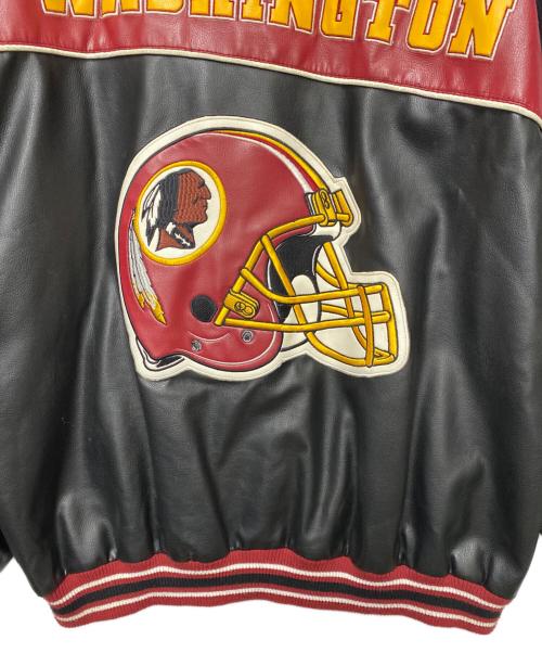 NFL（エヌエフエル）NFL (エヌエフエル) レザージャケット ブラック×レッド サイズ:2XLの古着・服飾アイテム