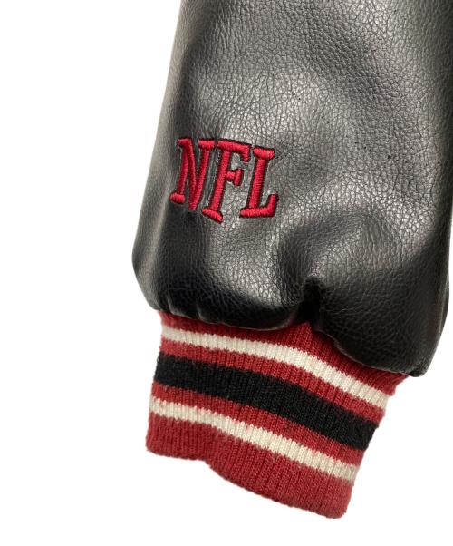 NFL（エヌエフエル）NFL (エヌエフエル) レザージャケット ブラック×レッド サイズ:2XLの古着・服飾アイテム