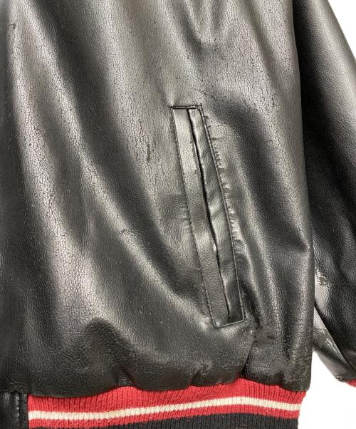 NFL（エヌエフエル）NFL (エヌエフエル) レザージャケット ブラック×レッド サイズ:2XLの古着・服飾アイテム