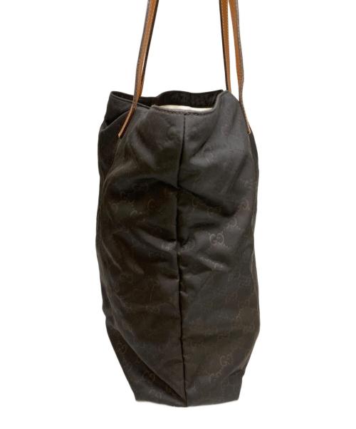 GUCCI（グッチ）GUCCI (グッチ) ナイロントートバッグ ブラック×ブラウンの古着・服飾アイテム