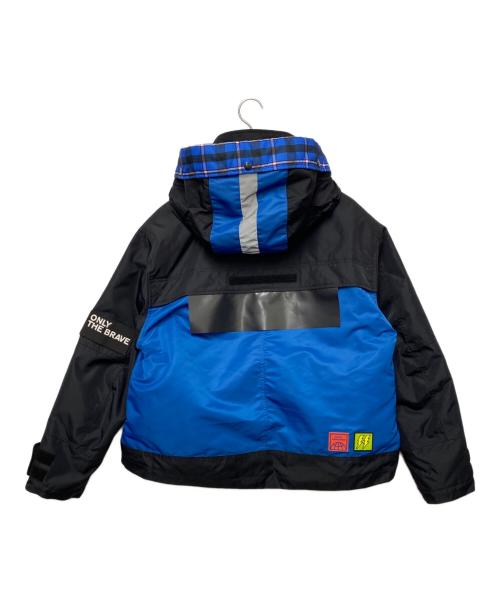 DIESEL（ディーゼル）DIESEL (ディーゼル) フーテッドチェックブルゾン ブルー サイズ:Mの古着・服飾アイテム