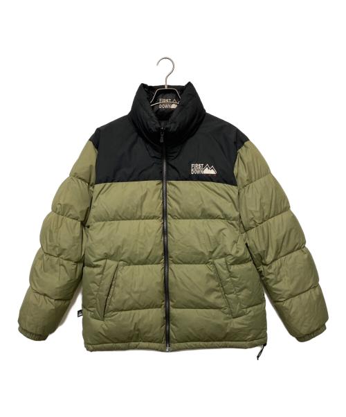 FIRST DOWN（ファーストダウン）FIRST DOWN (ファーストダウン) リバーシブルダウンジャケット ブラック×グリーン サイズ:Lの古着・服飾アイテム