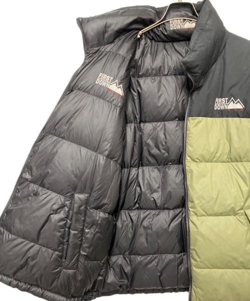FIRST DOWN（ファーストダウン）FIRST DOWN (ファーストダウン) リバーシブルダウンジャケット ブラック×グリーン サイズ:Lの古着・服飾アイテム