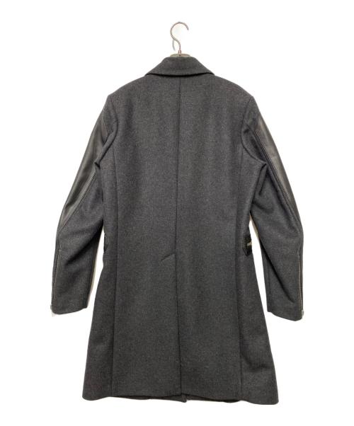 DIESEL（ディーゼル）DIESEL (ディーゼル) レザーコンビチェスターコート グレー サイズ:Mの古着・服飾アイテム
